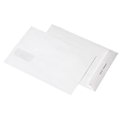 MAILmedia Versandtasche DIN B4 250 x 353 mm (B x H) mit Fenster mit Adressfeldtasche 120g/m² mit Haftklebung Papier ohne Fadenverstärkung weiß 250 St./Pack.