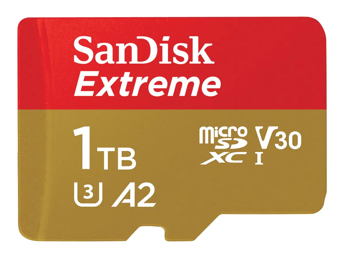 SanDisk Extreme - Flash-Speicherkarte (microSDXC-an-SD-Adapter inbegriffen) - 1 TB - A2 / Video Class V30 / UHS-I U3 / Class10 - microSDXC UHS-I