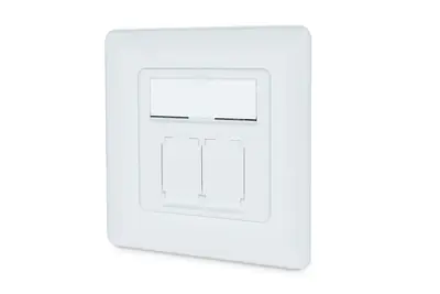 Digitus - Frontabdeckung - oberflächenbündig montierbar - CAT 6a - shielded - RJ-45 X 2 - weiß, RAL 9003