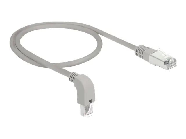 Delock - Patch-Kabel - RJ-45 (M) nach unten gewinkelt zu RJ-45 (M) - 50 cm - S/FTP - CAT 6a - geschirmt, halogenfrei - Grau
