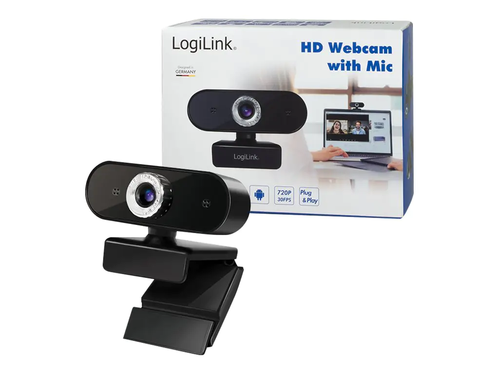 LogiLink HD USB Webcam with Microphone - Webcam - Farbe - 2 MP - 1280 x 720 - 720p - Audio - USB
