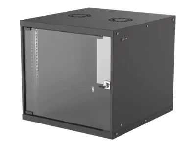 Intellinet Network Cabinet, Wall Mount (Basic), 9U, Usable Depth 500mm/Width 485mm, Black, Flatpack, Max 50kg, Glass Door, 19", Parts for wall installation (eg screws and rawl plugs) 714808