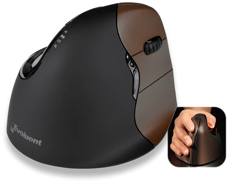 Evoluent VerticalMouse 4 Small - Vertikale Maus - Für Rechtshänder - optisch - 6 Tasten - kabellos - 2.4 GHz - kabelloser Empfänger (USB)