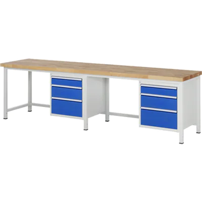 RAU Werkbank 8000 3.000 x 840-1.040 x 700 mm (B x H x T) enzianblau lichtgrau
