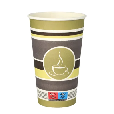 PAPSTAR Trinkbecher To Go Einweg 400ml Pappe, Polyethylen beschichtet olivgrün 50 St./Pack.