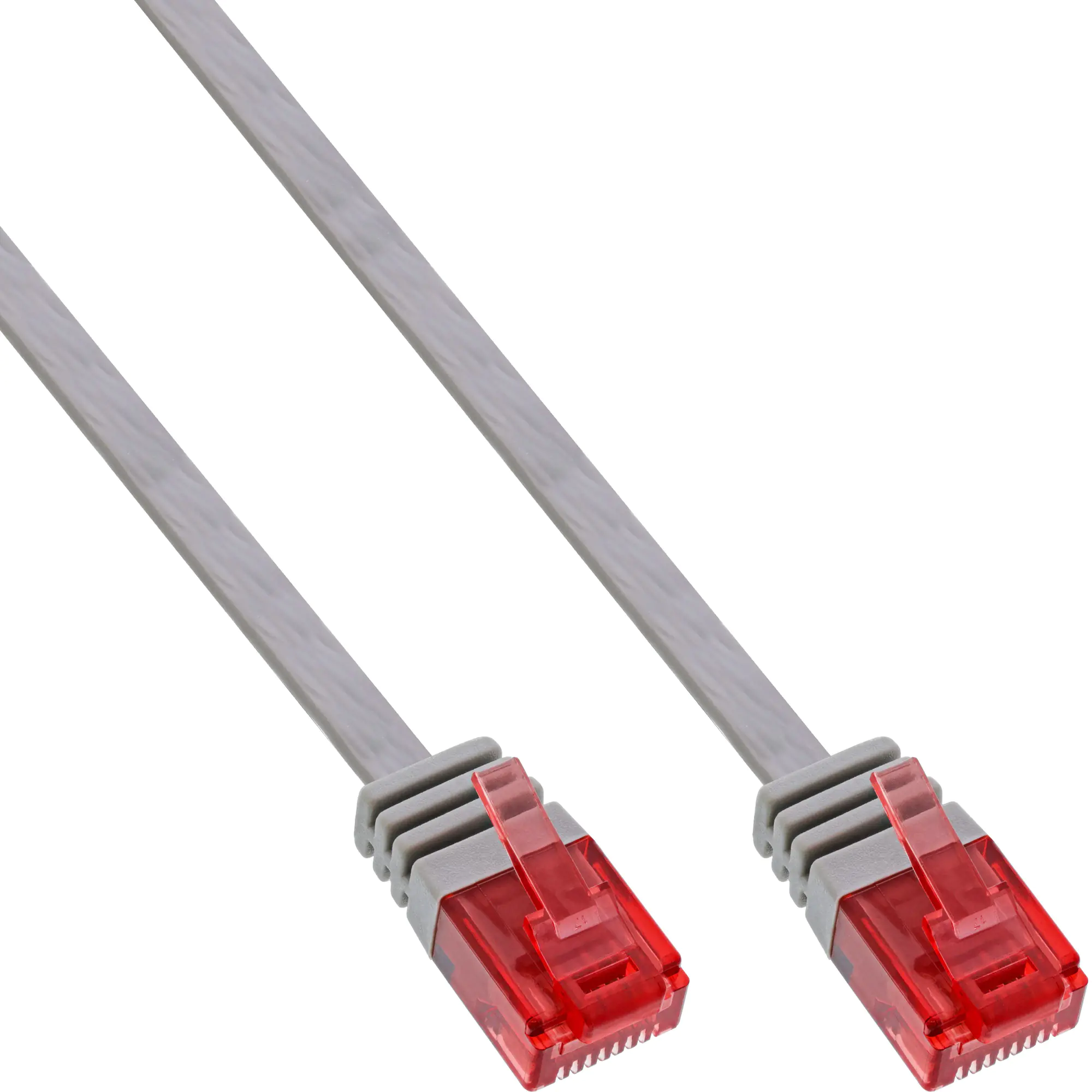 InLine - Patch-Kabel - RJ-45 (M) zu RJ-45 (M) - 10 m - UTP - CAT 6 - geformt, flach - Grau