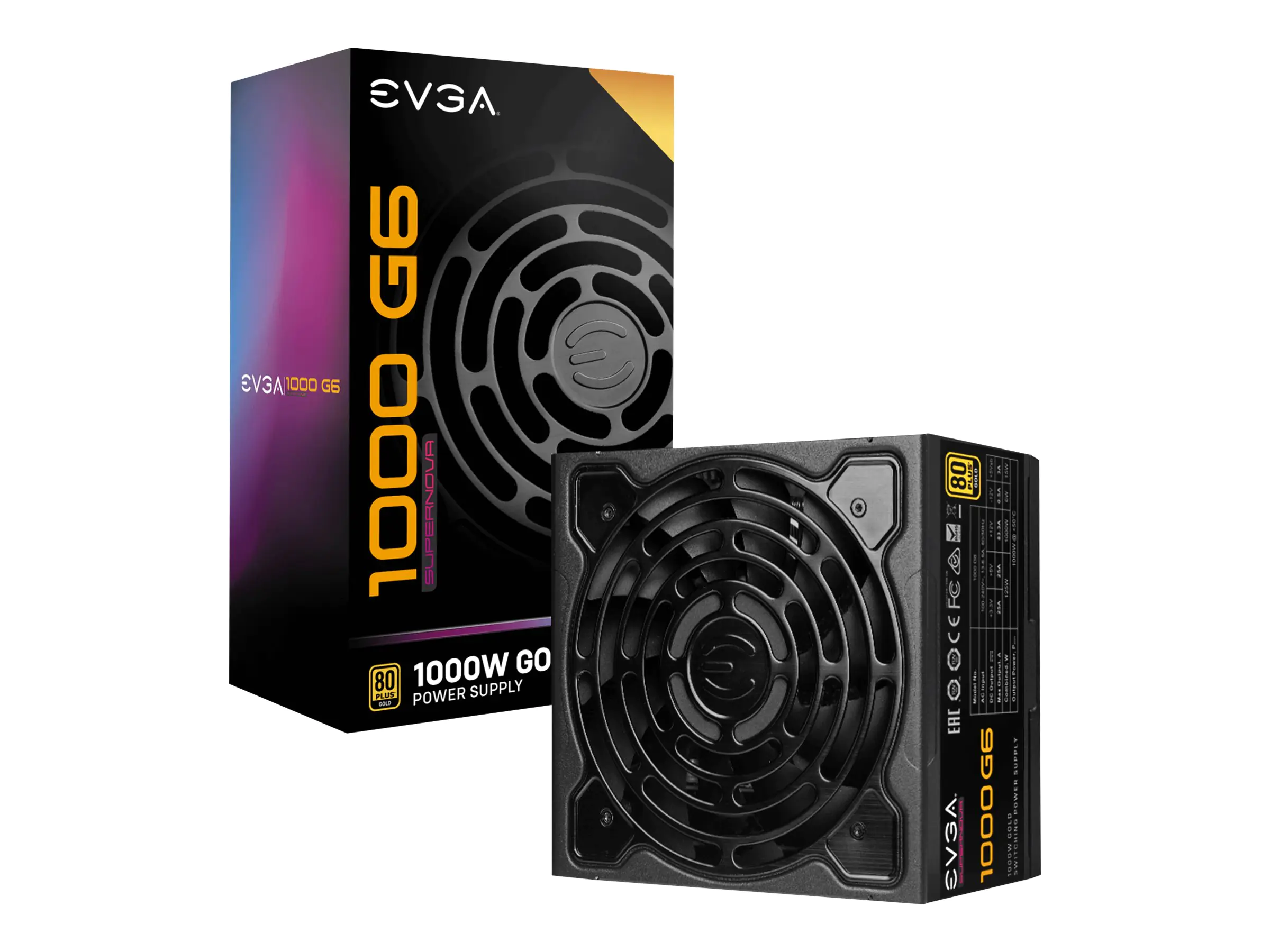 EVGA SuperNOVA 1000 G6 - Netzteil (intern) - ATX12V / EPS12V - 80 PLUS Gold - Wechselstrom 100-240 V - 1000 Watt - aktive PFC