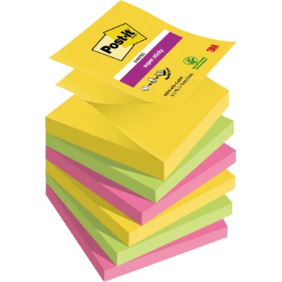 Post-it Haftnotiz Super Sticky Z- Notes R3306SR 76x76mm sort 6 St./Pa
