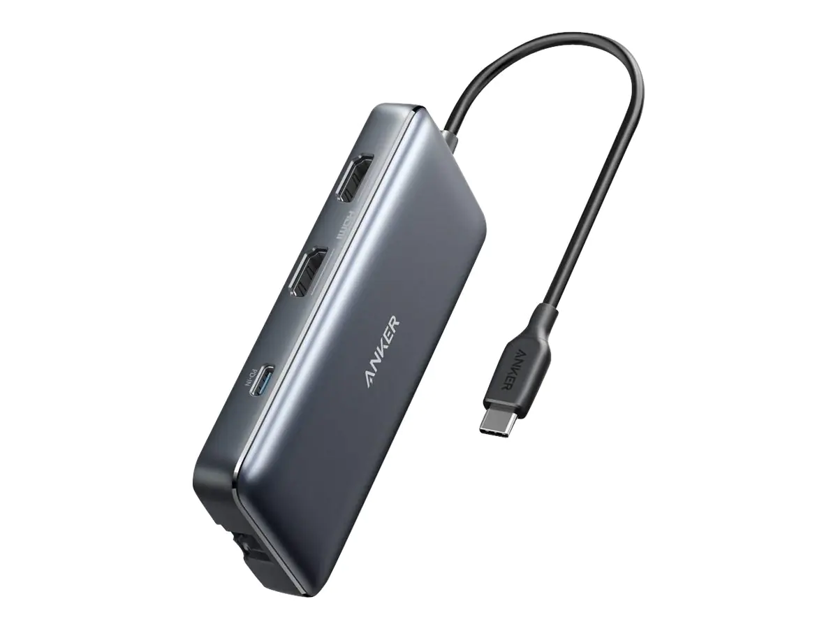 Anker PowerExpand 8-in-1 USB-C PD Media Hub - Dockingstation - USB-C - 2 x HDMI - 1GbE