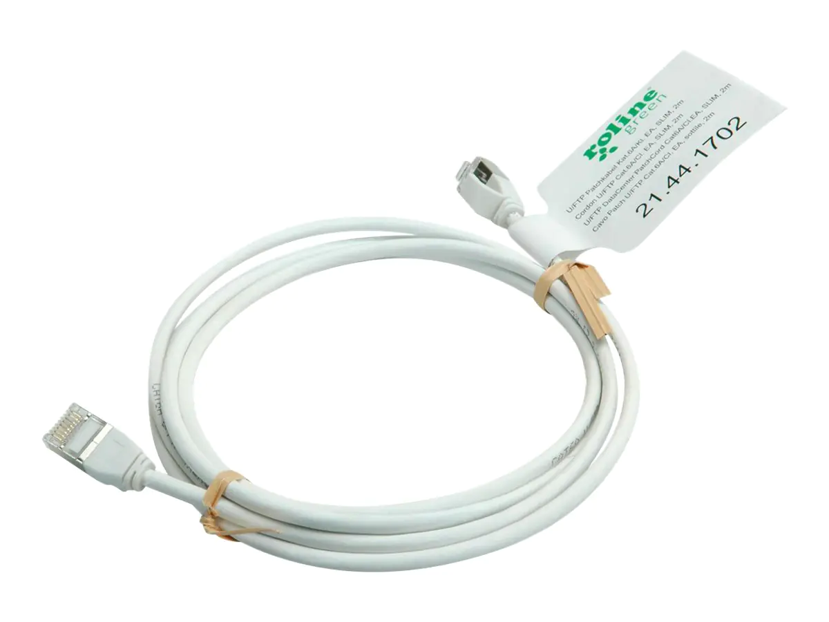 Roline Green - Patch-Kabel - RJ-45 (M) zu RJ-45 (M) - 3 m - U/FTP - CAT 6a - halogenfrei, geformt, ohne Haken, verseilt - weiß