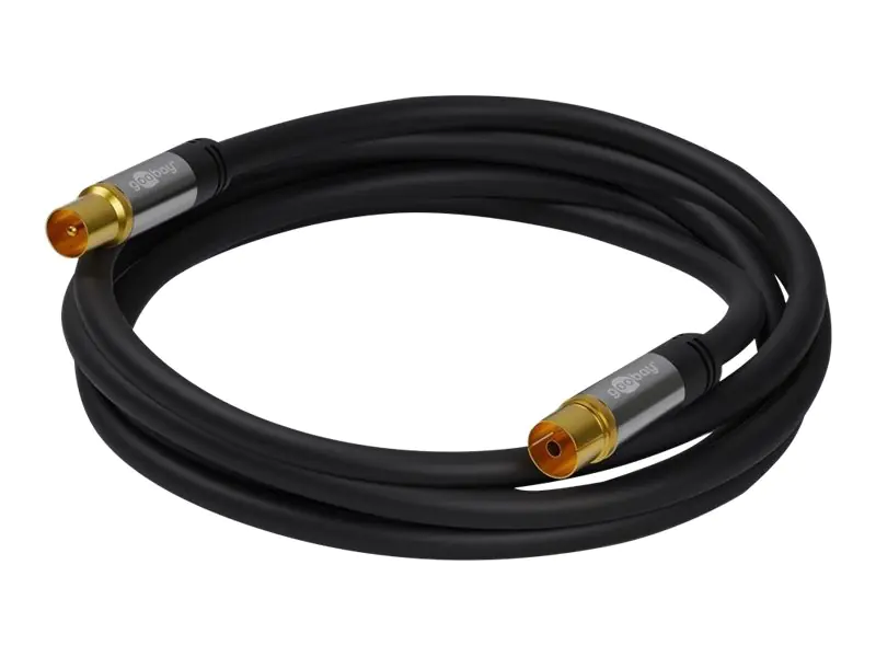 goobay - Antennenkabel - IEC-Anschluss weiblich zu IEC-Anschluss männlich - 5 m - 4-lagige Abschirmung - 135 dB - Schwarz - robust