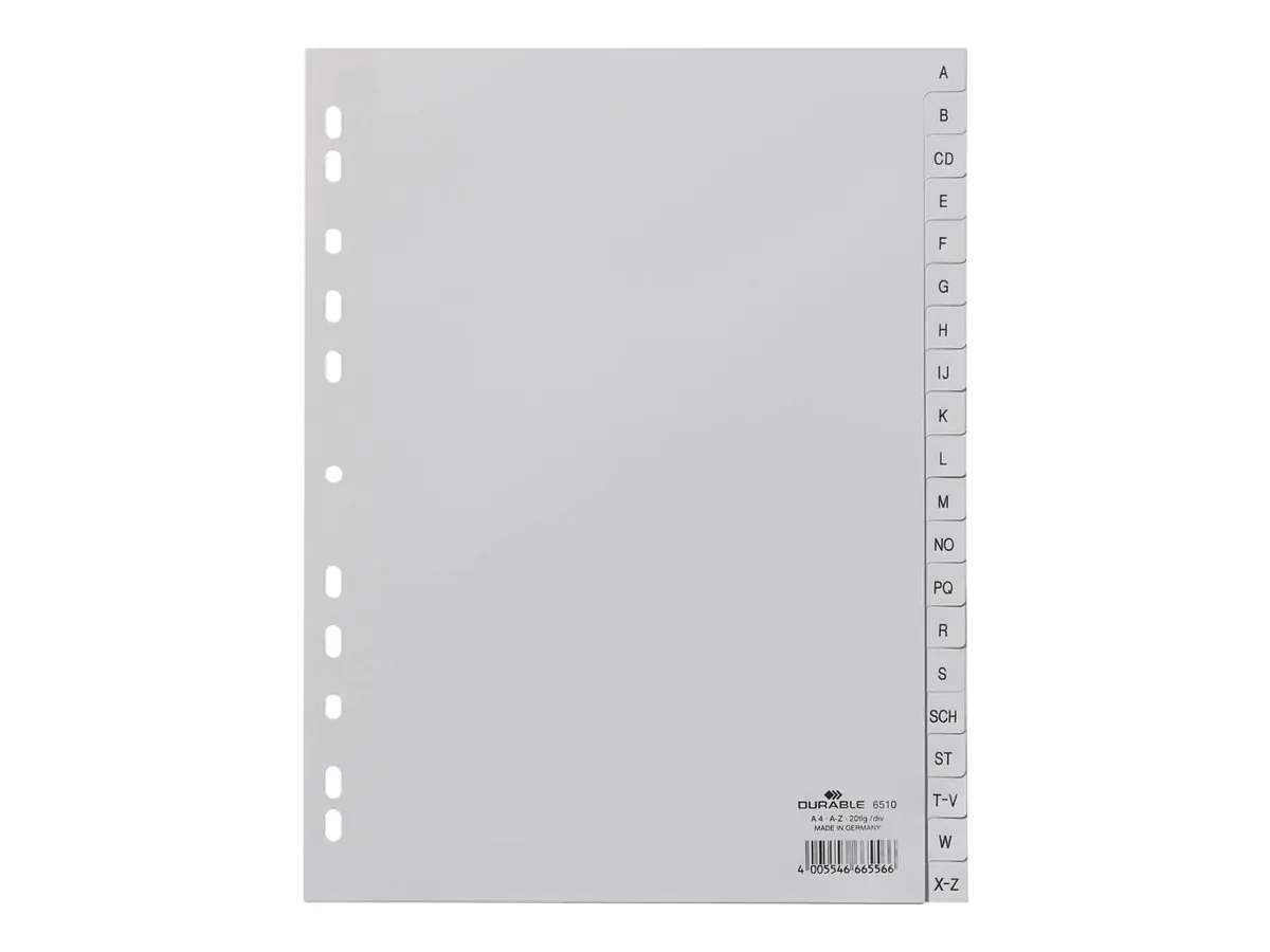 Durable Trennelement - 20 Teile - vorgedruckt: A-Z - für A4 (210 x 297 mm) 651010