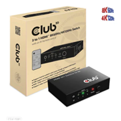Club 3D CSV-1381 - Video/Audio-Schalter - 3-to-1, 8K 60 Hz/4K 120 Hz - 4 x HDMI - Desktop