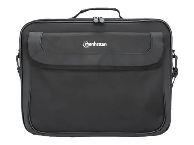 Manhattan Cambridge Laptop Bag 15.6", Clamshell Design, Black, LOW COST, Accessories Pocket, Document Compartment on Back, Shoulder Strap (removable) 439947