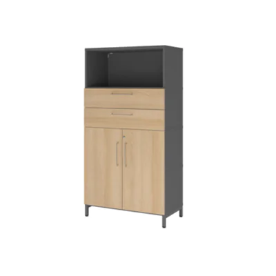 Hammerbacher Regalschrank FlexWall 800 x 1.532 x 417 mm (B x H x T) Flügeltür ohne Rollen Holz