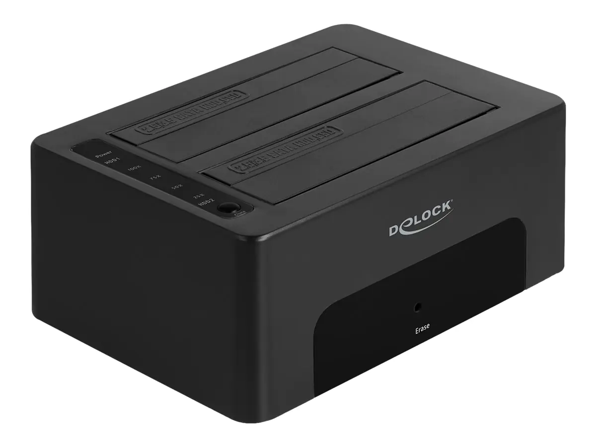 Delock - HDD / SSD Dockingstation Schächte: 2 - 2,5" / 3,5" gemeinsam genutzt (6.4 cm, 8.9 cm) - SATA 6Gb/s - USB 3.0 - Schwarz