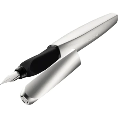 Pelikan Twist P457 Silber M + 1 GTP FS, Silber, Integriertes Befüllsystem, Rundspitze, Edelstahl, Medium, Box 947101