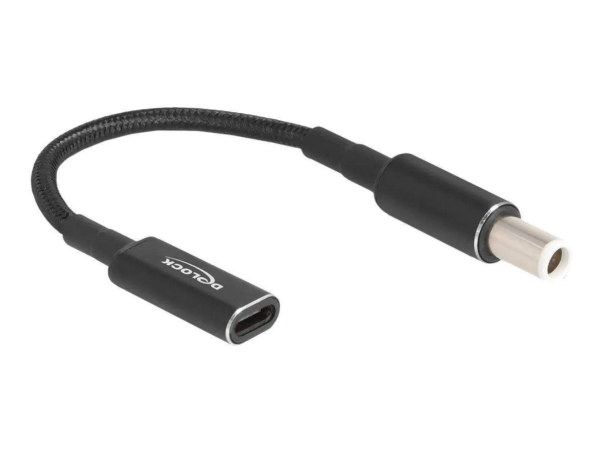 Delock - Netzteil - 24 pin USB-C (W) zu Gleichstromstecker 7,4 x 5,0 mm (M) - 19.5 V - 3 A - 15 cm - Schwarz