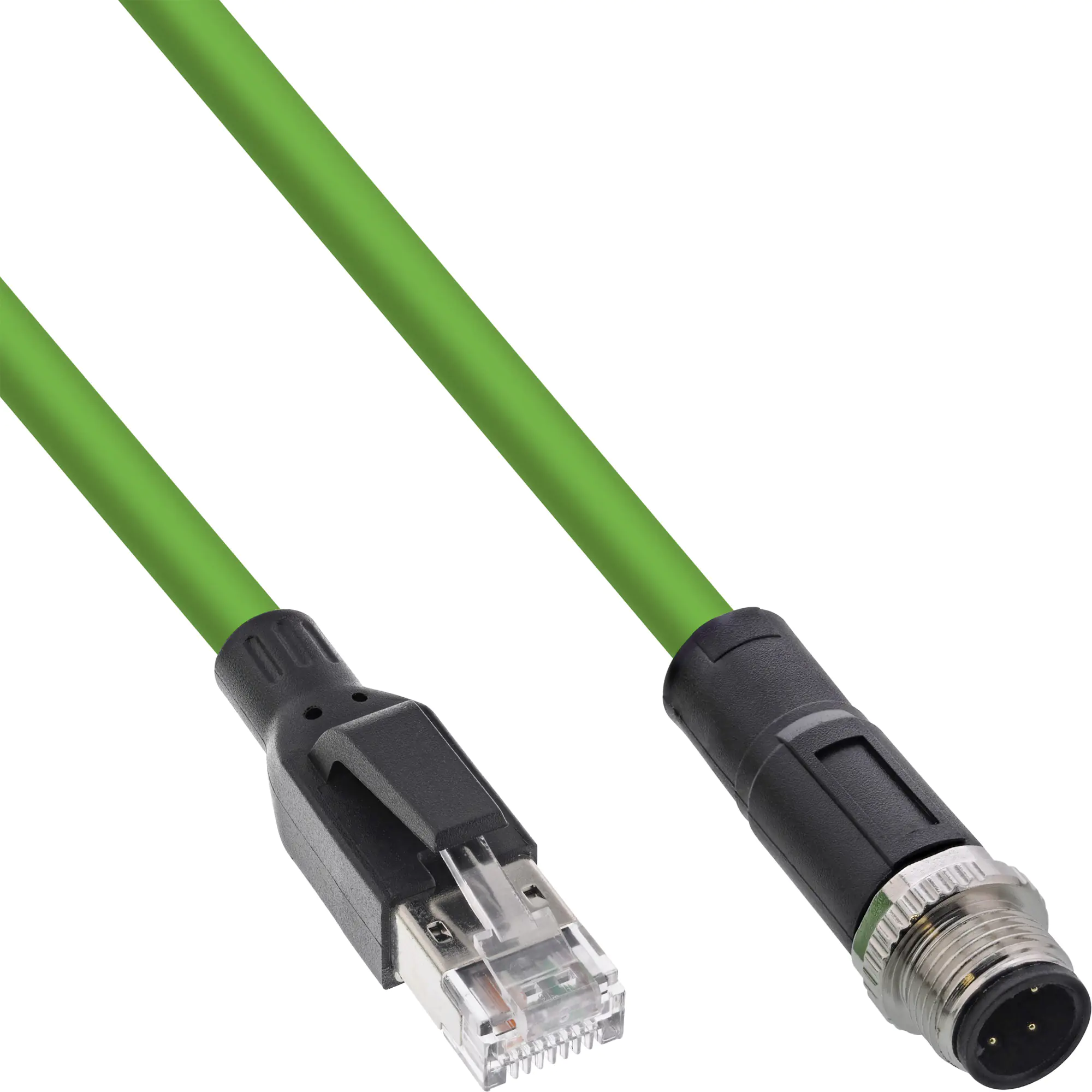 InLine Industrie Netzwerkkabel - M12 4-pin D-kodiert St. zu RJ45 St. - PUR - 2m