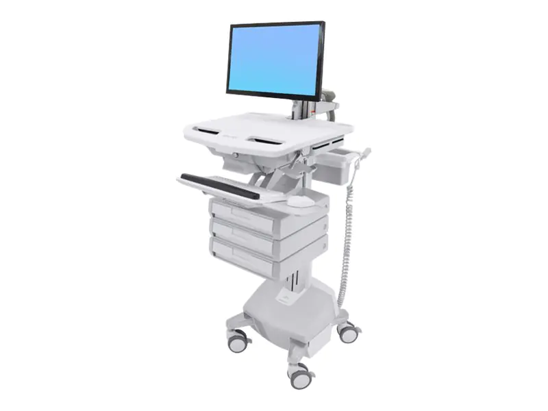 Ergotron Cart with LCD Arm, LiFe Powered, 3 Drawers - Wagen - offene Architektur - für LCD-Display / PC-Ausrüstung - verriegelbar - Aluminium, verzinker Stahl, hochwertiger Kunststoff - Bildschirmgröße: bis zu 61 cm (bis zu 24 Zoll) SV44-1232-2