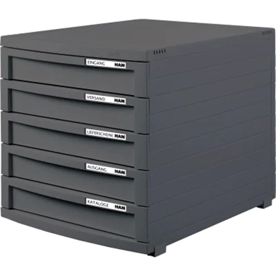 HAN Schubladenbox CONTUR 1505-191 DIN A4/B4/C4 5Schübe geschl dgr/dgr