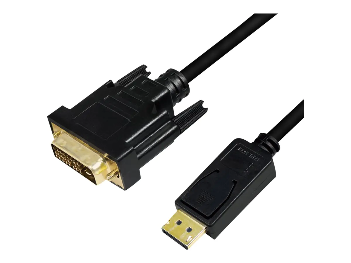 LogiLink - Adapterkabel - DisplayPort (M) eingerastet zu DVI-D (M) - DisplayPort 1.2 - 3 m - Daumenschrauben, 1080p-Unterstützung - Schwarz