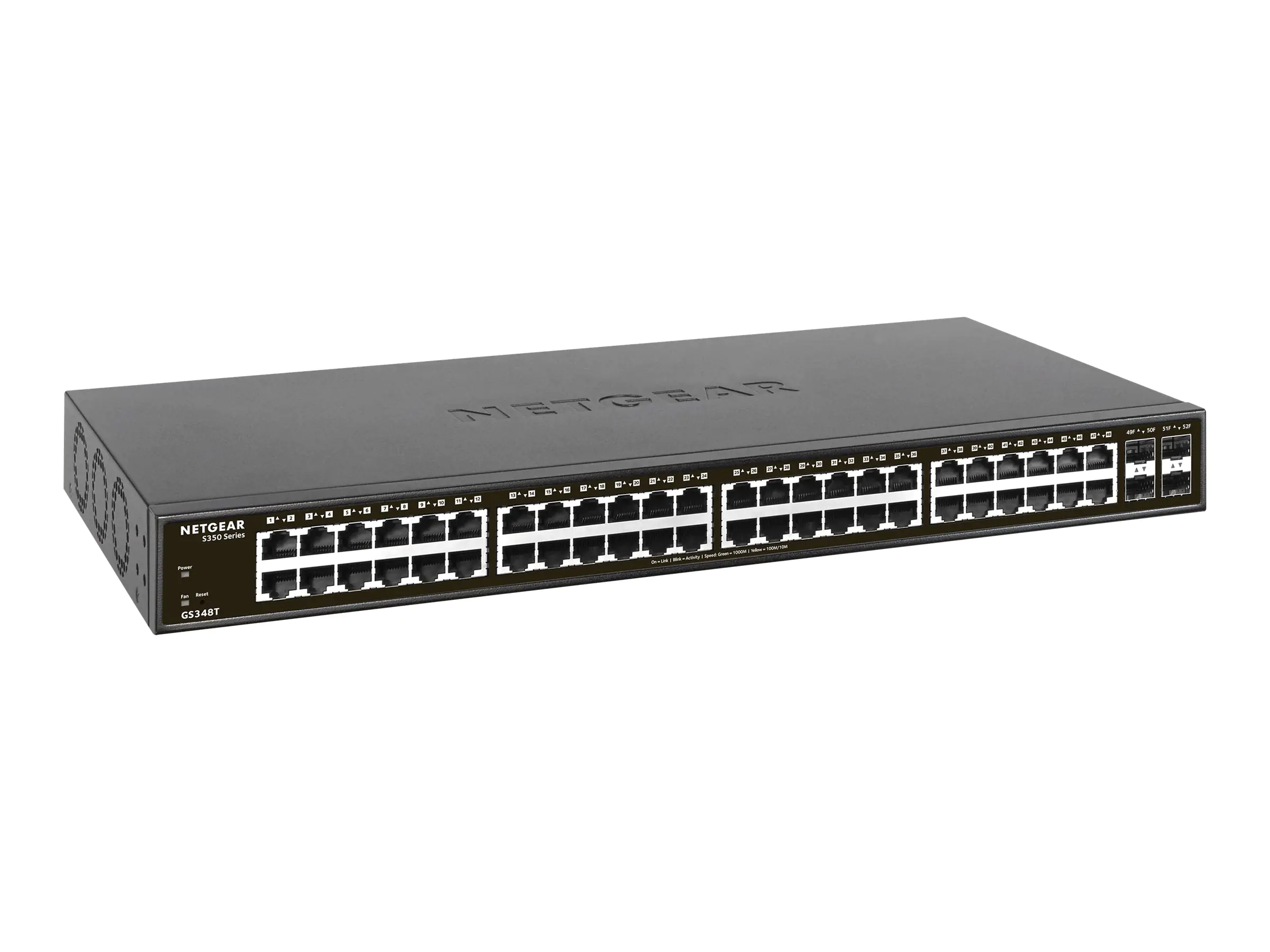 Netgear Smart GS348T - Switch - Smart - 48 x 10/100/1000 + 4 x SFP - Desktop, an Rack montierbar