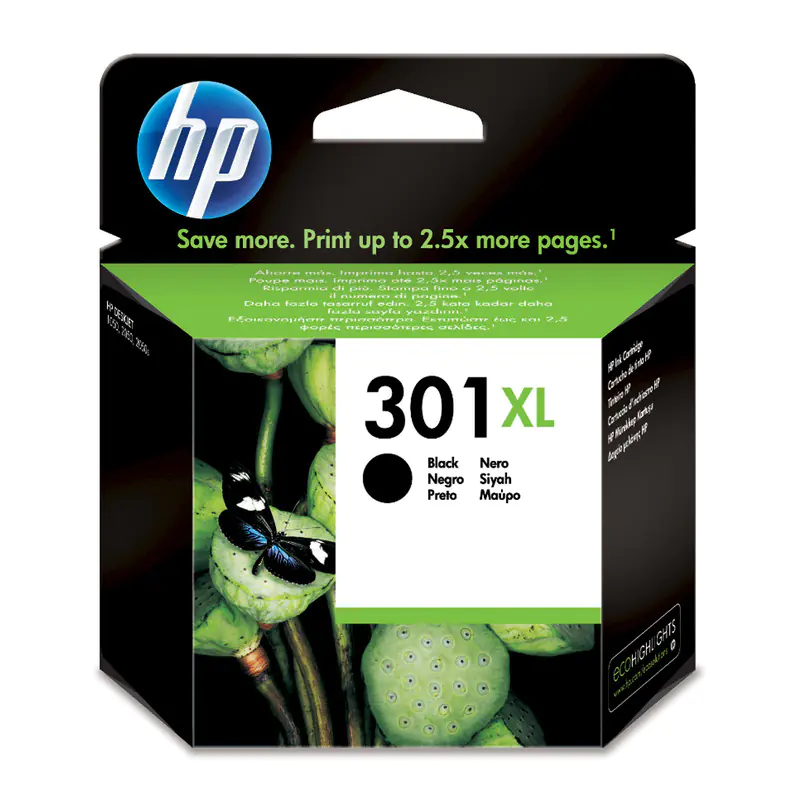HP 301XL - 8 ml - Hohe Ergiebigkeit - Schwarz - original - Tintenpatrone - für Deskjet 1050A J410, 1051A J410, 10XX, 10XX J410, 15XX, 2000, 2050 J510, 2050A J510, 2054A J510, 25XX, 3000, 3050 J610, 3050A J611, 3052A J611, 3054A J611, 3055A J611, 3057A J61