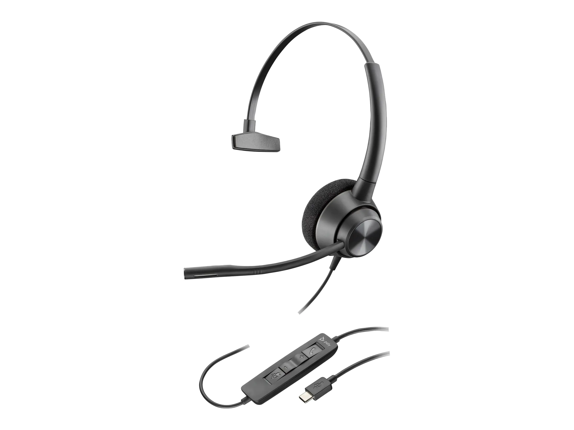 Poly EncorePro 310 - EncorePro 300 series - Headset - On-Ear - kabelgebunden - USB-C - Schwarz - Works With Chromebook Certified