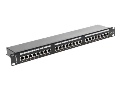 Lanberg PPS5-1024-B - Patch Panel - CAT 5e - STP - RJ-45 X 24 - RAL 9004, Schwarz - 1U - 48.3 cm