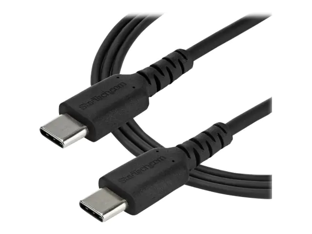 StarTech 2m USB-C Ladekabel - Langlebiges USB 2.0 Typ C zu USB C Datenübertragungs-/Schnellladekabel - TPE Mantel Aramidfaser M/M 60W Schwarz - Samsung S10 S20 iPad Pro MS Surface (RUSB2AC2MB) - USB-Kabel - 24 pin USB-C (M) gerade zu 24 pin USB-C (M) gera