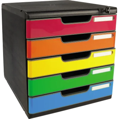 Exacompta Schubladenbox MODULO 331798D A4 5 Schübe farbig +Schloss