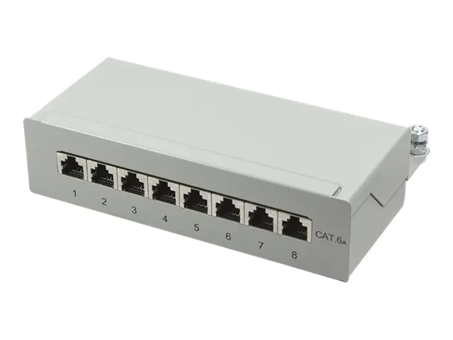 LogiLink Patch Panel Desktop - Patch Panel - geeignet für Wandmontage - RJ-45 X 8 - Hellgrau, RAL 7035