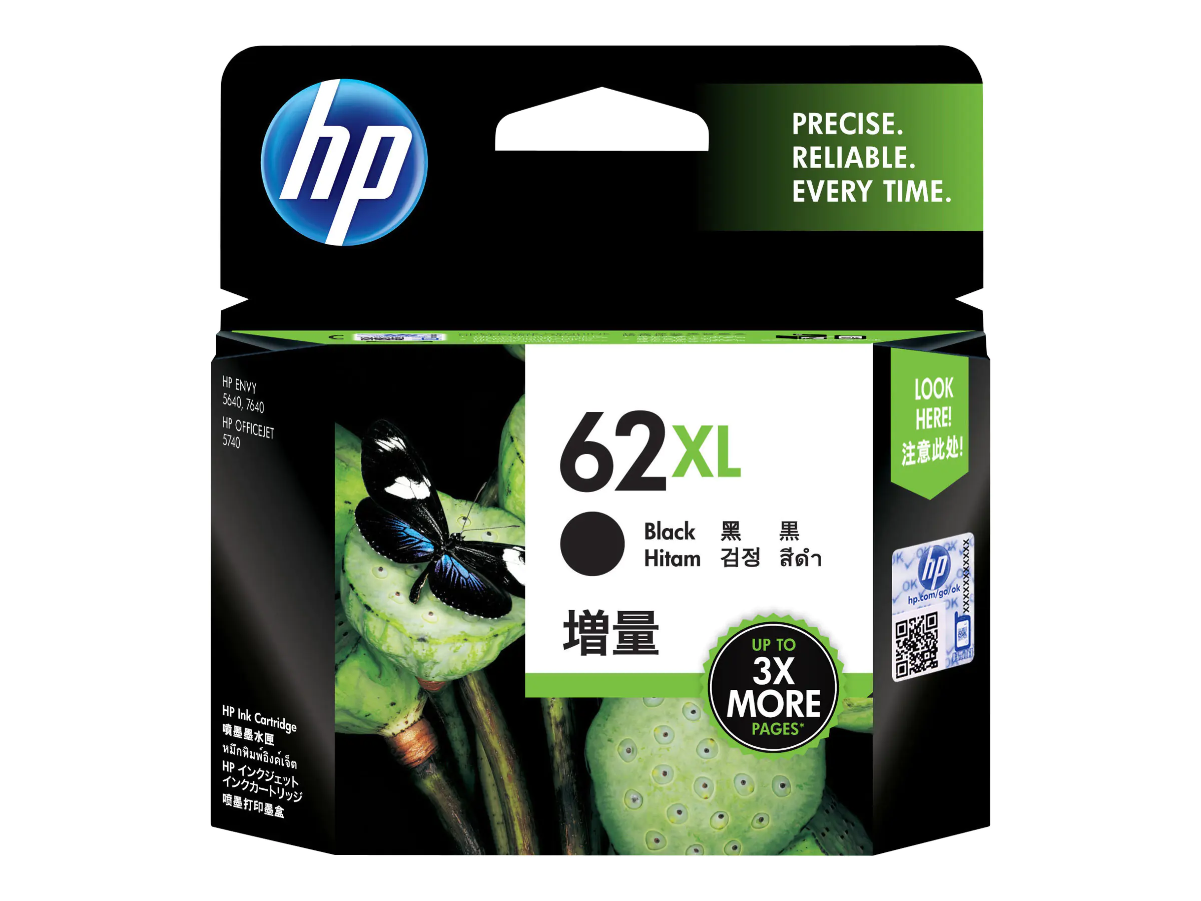 HP 62XL - Hohe Ergiebigkeit - Schwarz - original - Tintenpatrone - für ENVY 55XX, 56XX, 76XX; Officejet 200, 250, 57XX, 8040