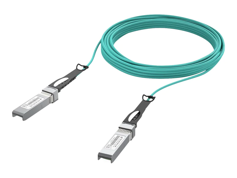 Ubiquiti - 10GBase-AOC direct attach cable - SFP+ zu SFP+ - 10 m - 3 mm - Glasfaser - Active Optical Cable (AOC) - Aquamarin