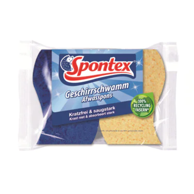 Spontex Geschirrschwamm, Blau, Gelb, Maschinenwäsche, Monochromatisch, 2 Stück(e) 19321008