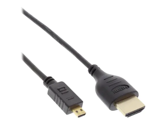 InLine Super Slim High Speed HDMI Cable with Ethernet - HDMI-Kabel mit Ethernet - 19 pin micro HDMI Type D männlich zu HDMI männlich - 1.5 m - Dreifachisolierung - Schwarz - 4K Unterstützung