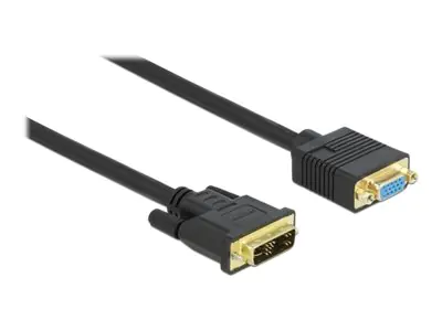 Delock - Adapterkabel - Single Link - DVI-A (M) zu HD-15 (VGA) (W) - 3 m - Daumenschrauben - Schwarz