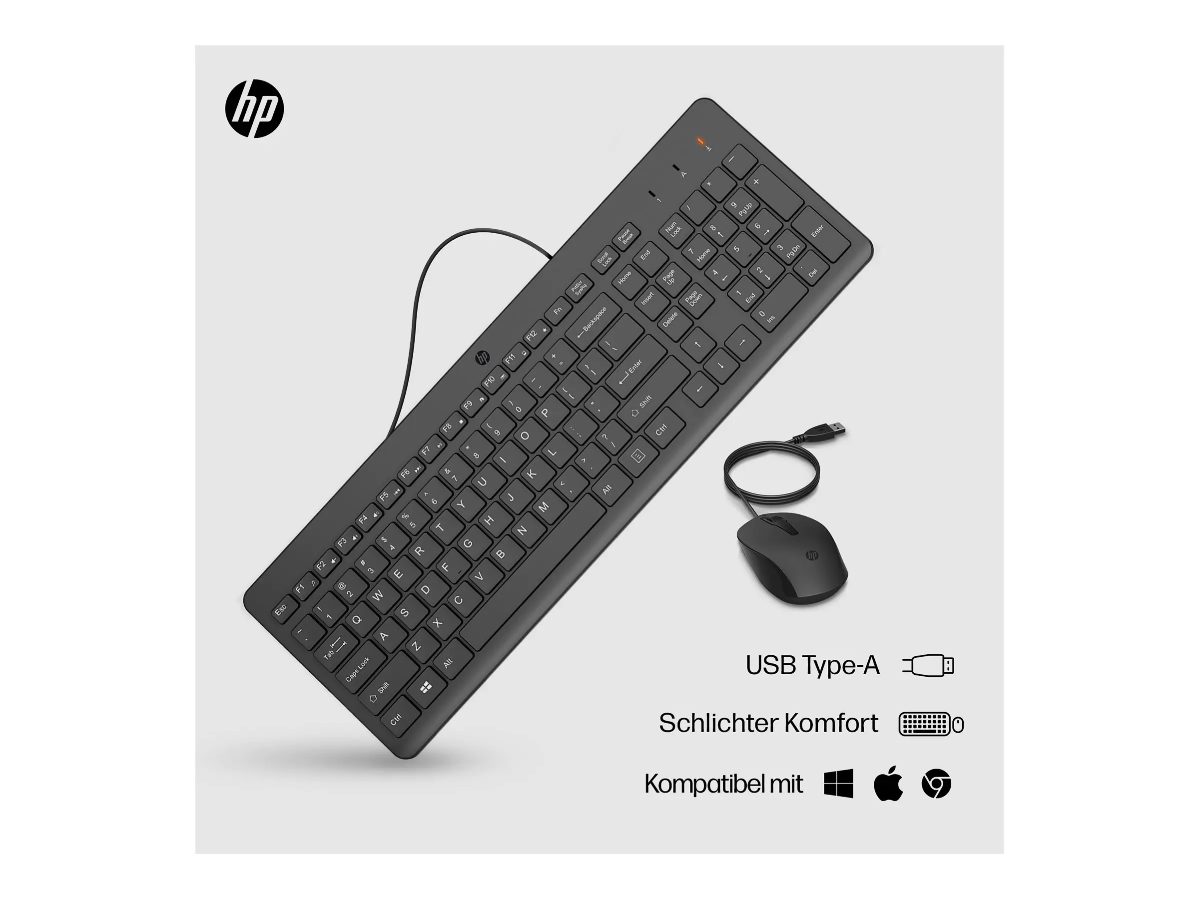 HP 150 - Tastatur-und-Maus-Set - USB - GB - Schwarz