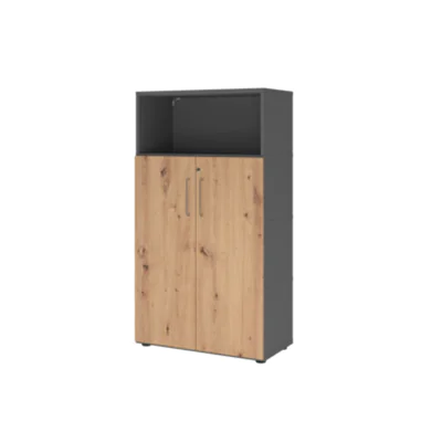 Hammerbacher Regalschrank FlexWall H1452xB800xT417mm graphit/asteiche Regal u VFW48T3KG/G/R/BS