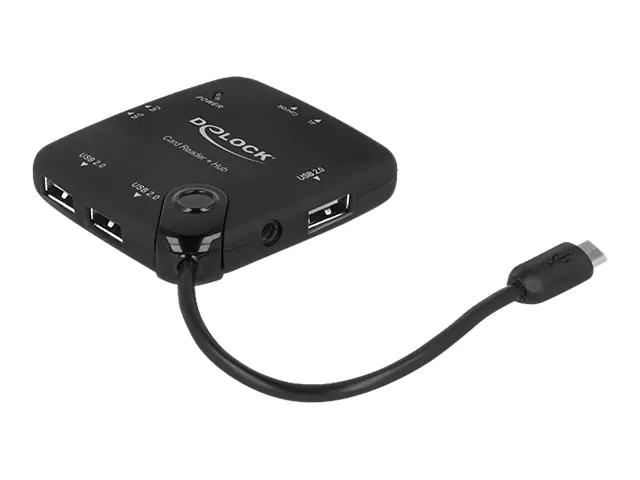 DeLOCK Micro USB OTG Card Reader + 3 port USB Hub - Kartenleser (MS, MS PRO, MMC, SD, MS Duo, MS PRO Duo, RS-MMC, TransFlash, microSD, MMCmicro, SDHC, MS Micro, microSDHC, SDXC, microSDXC, MS PRO-HG) - USB
