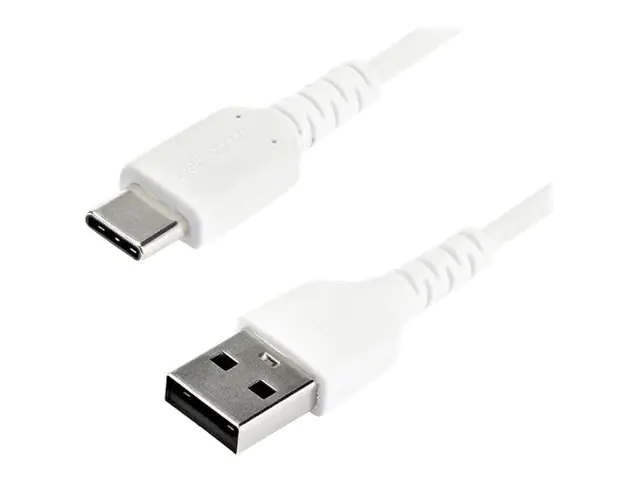 StarTech 2m USB-A auf USB-C Ladekabel - Dauerhaftes USB 2.0 auf USB Typ-C Datenübertragungs- und Schnellladekabel - Robuster TPE-Mantel Aramidfaser, M/M, 3A - Weiß (RUSB2AC2MW) - USB-Kabel - USB (M) gerade zu 24 pin USB-C (M) gerade - Thunderbolt 3 / USB
