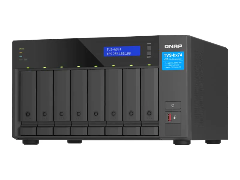 QNAP TVS-H874 - NAS-Server - 8 Schächte - SATA 6Gb/s - RAID JBOD, RAID 0, 1, 5, 6, 10, 50, 60, RAID TP - RAM 32 GB - Gigabit Ethernet / 2.5 Gigabit Ethernet - iSCSI Support