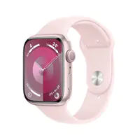 Apple Watch Series 9 (GPS) - 45 mm - Pink Aluminum - intelligente Uhr mit Sportband - Flouroelastomer - Light Pink - Bandgröße: S/M - 64 GB - Wi-Fi, Bluetooth, UWB - 38.7 g