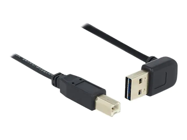 Delock Easy - USB-Kabel - USB (M) 90° abgeschrägt, umkehrbar bis USB Typ B (M) gerade - USB 2.0 - 3 m - Schwarz