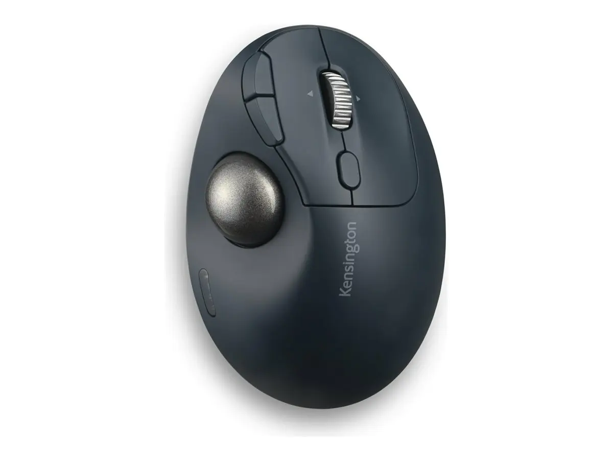 Kensington Pro Fit Ergo TB550 Trackball EQ - Trackball - ergonomisch - optisch - 9 Tasten - kabellos - 2.4 GHz, Bluetooth - kabelloser Empfänger (USB) - Blau-Grau, Schwarz - retail - Farbbox