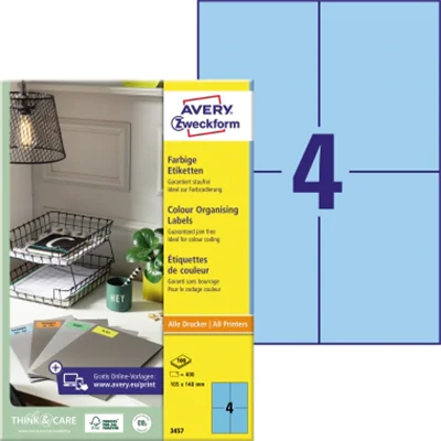 Avery Zweckform Universaletikett 3457 105x148mm blau 400 St./Pack.
