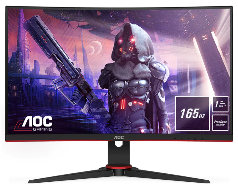 AOC Gaming C24G2AE/BK - LED-Monitor - Gaming - gebogen - 61 cm (24") (23.6" sichtbar) - 1920 x 1080 Full HD (1080p) @ 165 Hz - VA - 250 cd/m² - 3000:1 - 1 ms - 2xHDMI, 2xDisplayPort, VGA - Lautsprecher - Schwarz, Rot