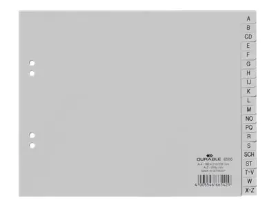 Durable Trennelement - 20 Teile - vorgedruckt: A-Z - für A4 (210 x 297 mm) 650010