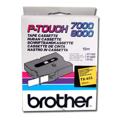 Brother TX651 - Schwarz auf Gelb - Rolle (2,4 cm x 15 m) 1 Kassette(n) laminiertes Band - für P-Touch PT-7000, PT-8000